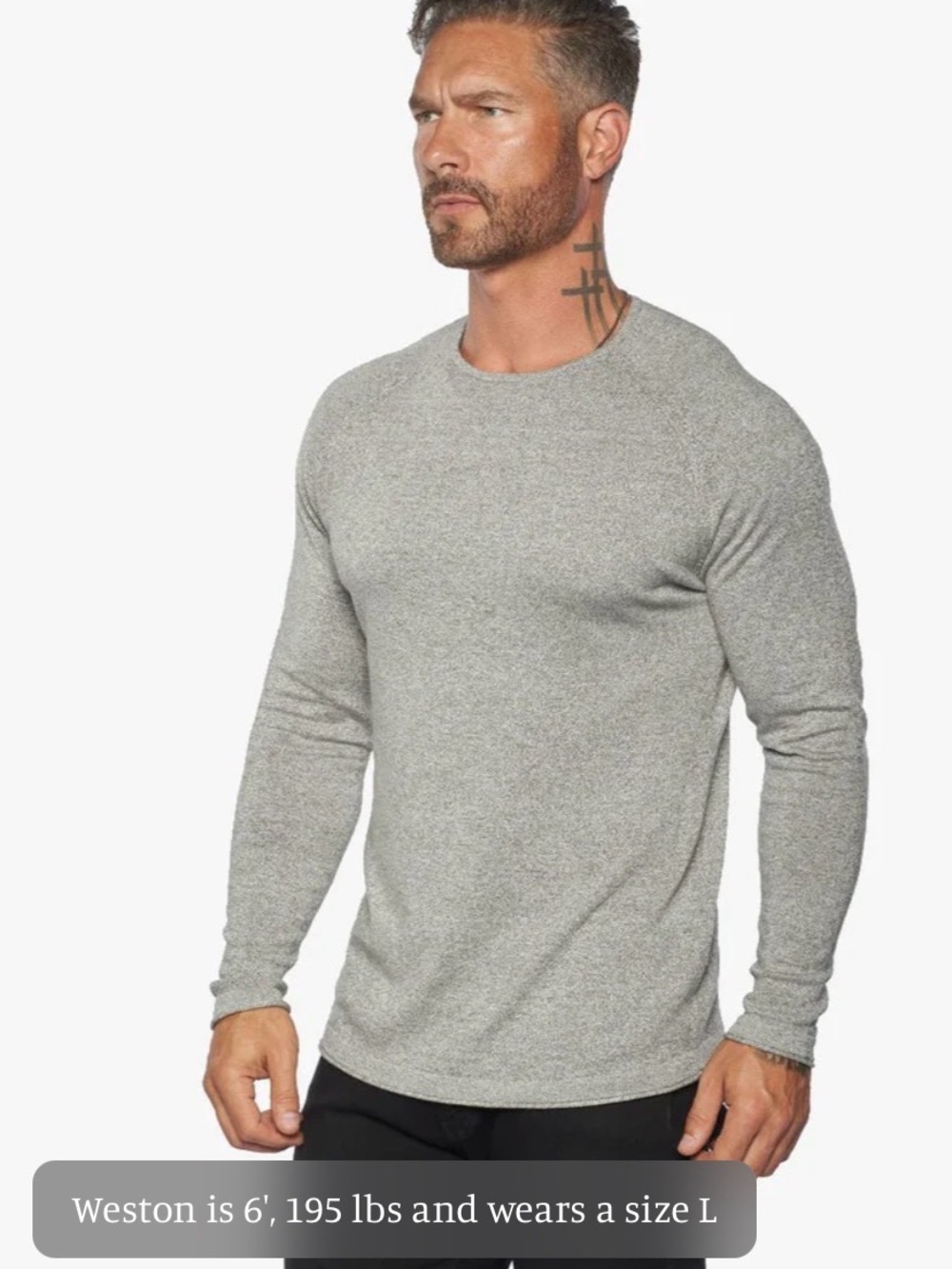 Weston Jon Boucher Men’s Lightweight Gray Crewneck Slim fit Pullover Sweater L